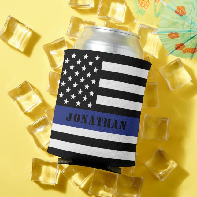 Custom Police Officer Thin Blue Line Police Dept. Can Cooler (In Situ Summer)