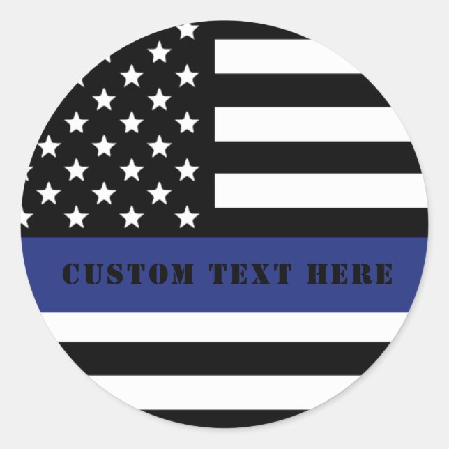 Custom Police Officer Thin Blue Line Police Dept. Classic Round Sticker (Front)