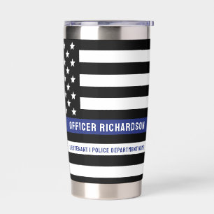 Custom Police Officer Thin Blue Line Police Dept Insulated Tumbler
