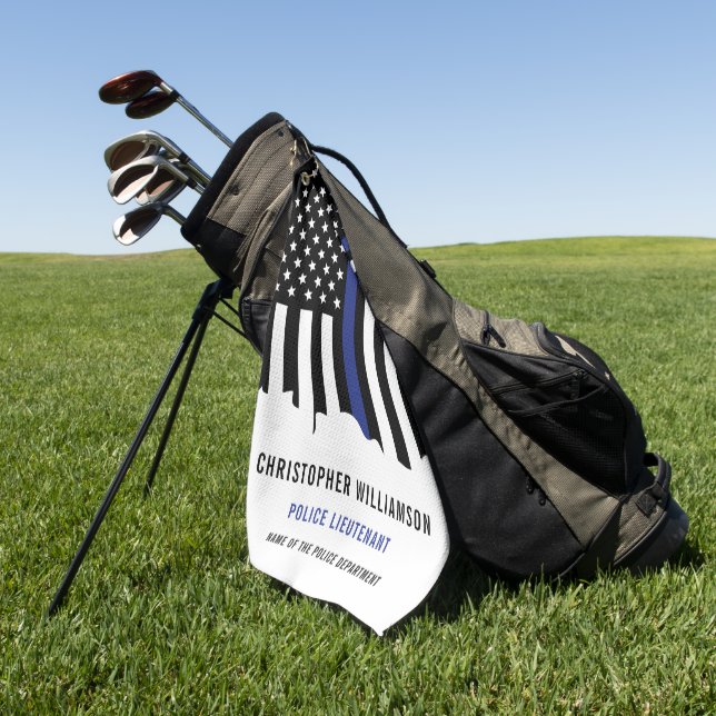 Custom Police Officer Thin Blue Line Police Golf Towel (Green)