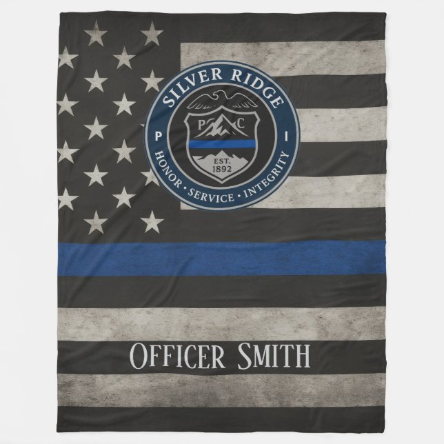 Custom Police Thin Blue Line Blanket (Front)