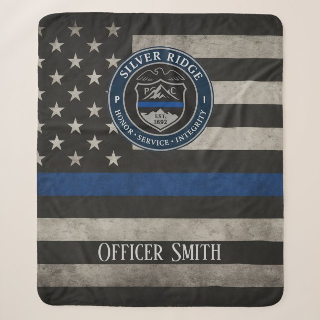 Custom Police Thin Blue Line Blanket (Front)