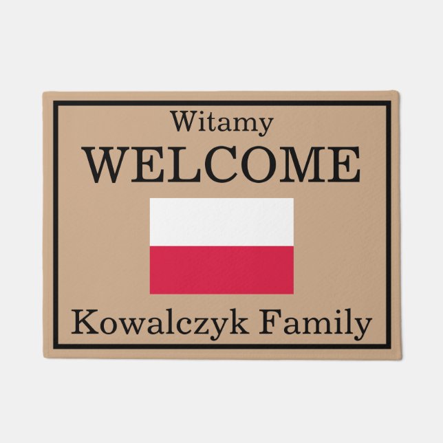 Custom Polish Flag Family Name Door Mat (Front)