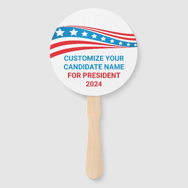 Custom Political Campaign 2024 American Flag Hand Fan (Front)