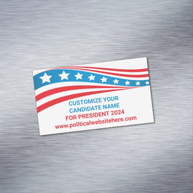 Custom Political Campaign 2024 American Flag Magnetic Business Card (In Situ)