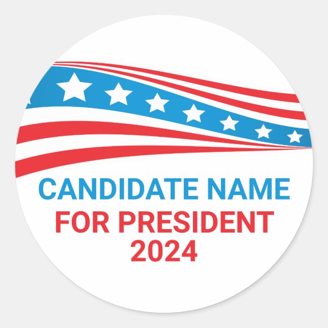 Custom Political Campaign American Flag Template Classic Round Sticker (Front)