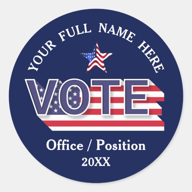 Custom Political Campaign  Classic Round Sticker (Front)