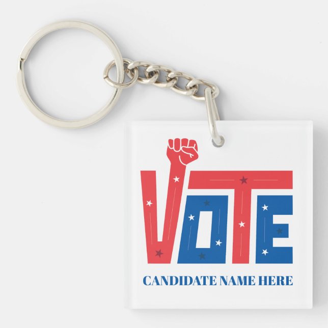Custom Political Election Campaign Giveaways Key Ring (Front)