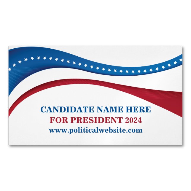 Custom Political Election Candidate 2024 Magnetic Business Card (Front)