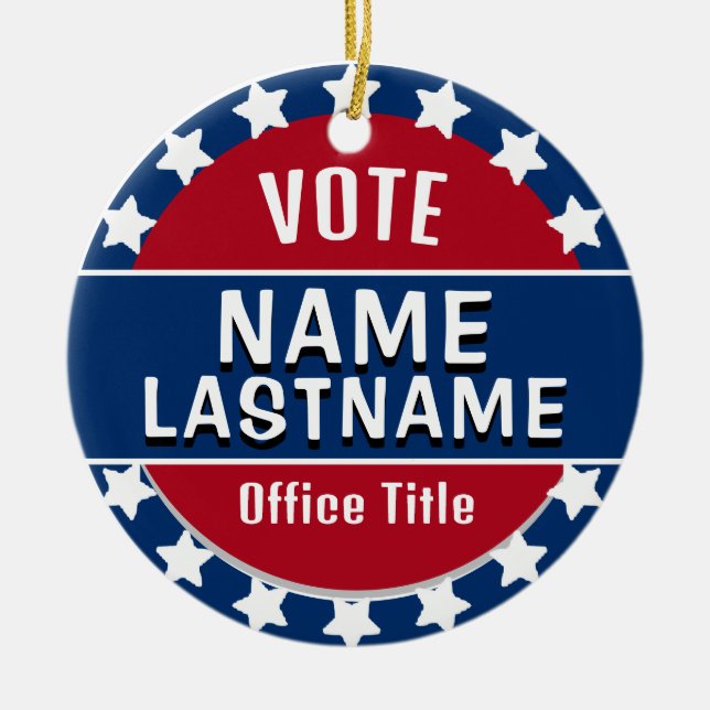 Custom Political Election Template Ceramic Tree Decoration (Front)