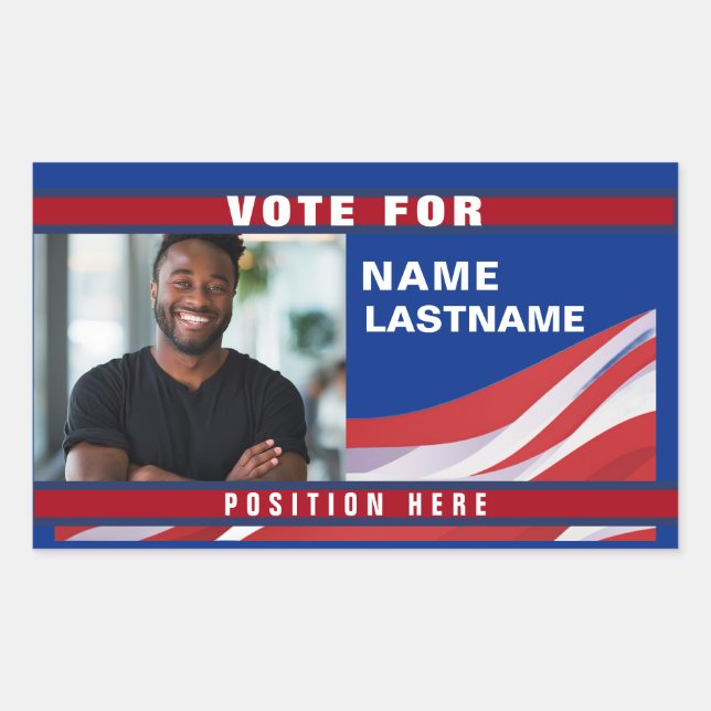 Custom Politics Campaign Template Rectangular Sticker (Front)