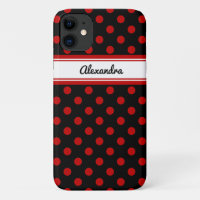 Custom Polka Dot Red Black Background