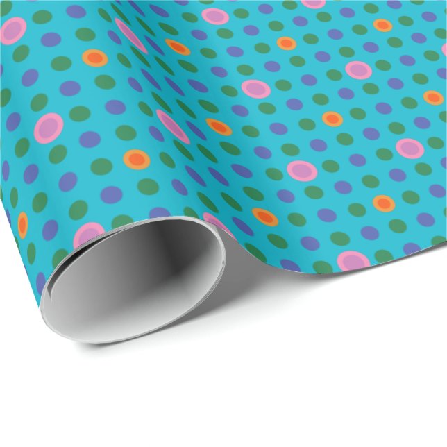 Custom Polka Dots Fish in the Sea Wrapping Paper (Roll Corner)