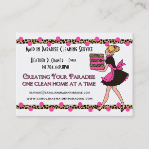 Custom Polka Dots Leopard Print Cleaning Service Business Card