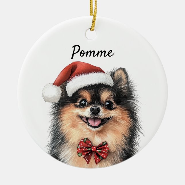 Custom Pomeranian Dog  Ceramic Tree Decoration (Front)