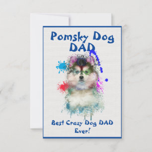 Custom Pomsky dad Dog Best Crazy Dog Dad Thank You Card