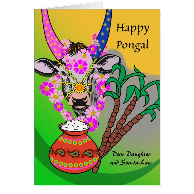 Custom Pongal for Daughter and Son-in-Law, Cow (Front)