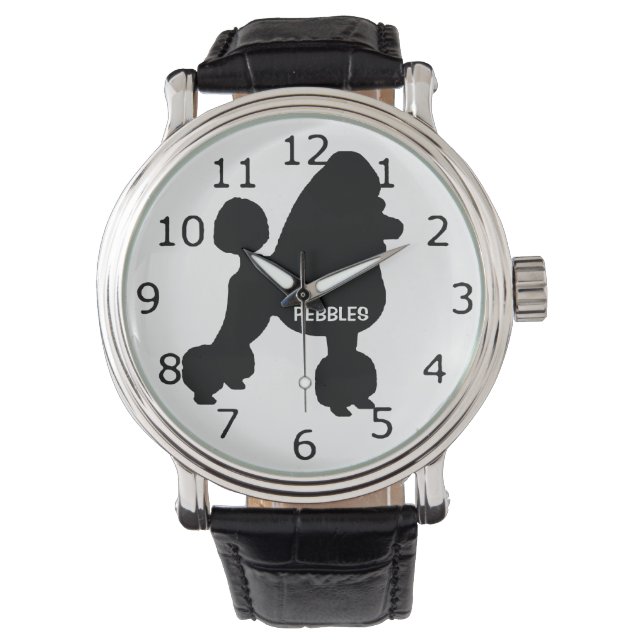 CUSTOM Poodle Dog Silhouette Watch (Front)
