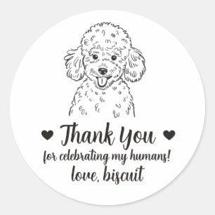Custom Poodle Dog Wedding Favour Stickers