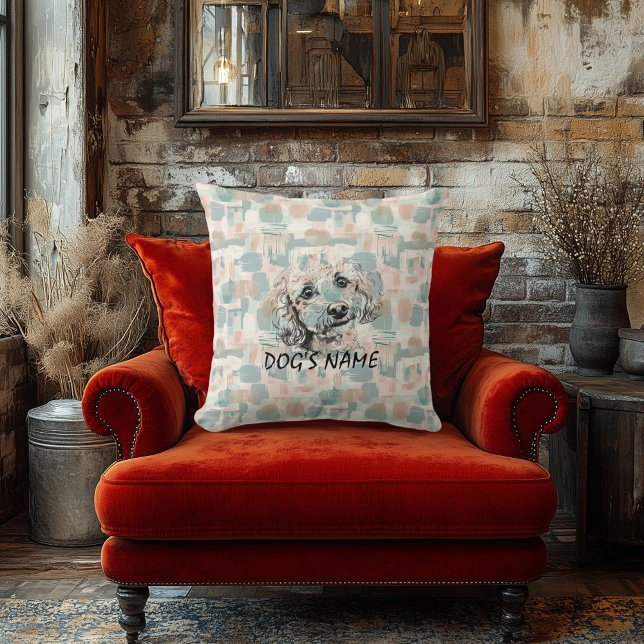 Custom Poodle Portrait Pillow Abstract Brushstroke (Creator Uploaded)