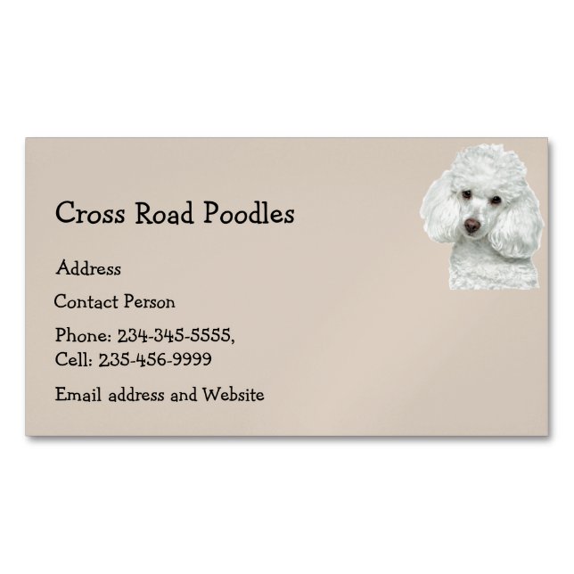 Custom Poodles Dog Pet Animal Logo Magnetic Business Card (Front)