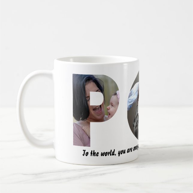 Custom POP 3 Photo Collage Quote Father's Day Coffee Mug (Left)