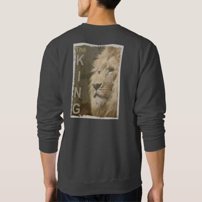 Custom Pop Art Lion Head The King Back Print Mens Sweatshirt (Back)