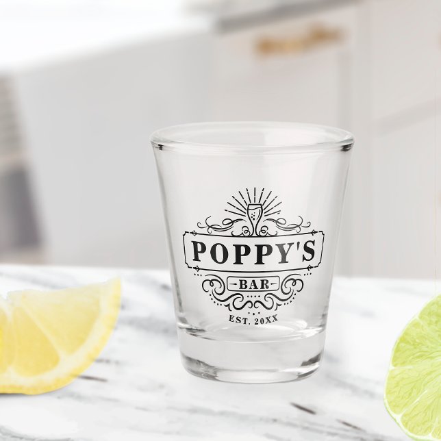Custom Poppy's Bar Year Established Shot Glass (Creator Uploaded)