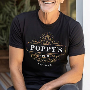 Custom Poppy's Pub Home Bar Year Established T-Shirt