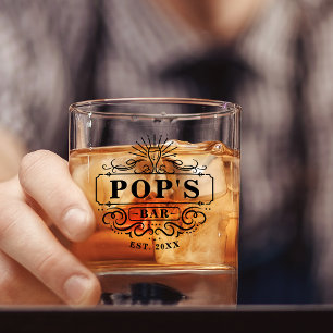 Custom Pop's Bar Year Established Glass