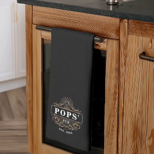 Custom Pop's Pub Year Established Tea Towel
