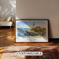 Custom Portland Head Lighthouse Wall Art, Maine Po