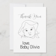 Custom Portrait Baby's Face THANK YOU Card