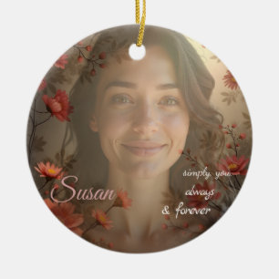 Custom Portrait for Her – Personalized Photo Gift Ceramic Tree Decoration