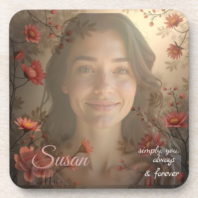 Custom Portrait for Her – Personalized Photo Gift Coaster (Front)