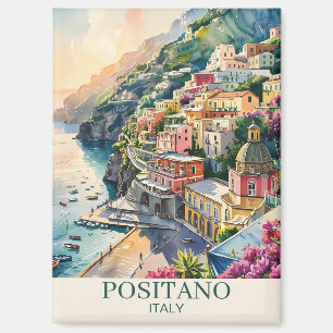 Custom Positano Italy Houses Colourful Watercolor Magnet