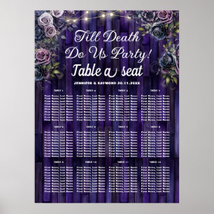 Custom Poster Purple Gothic Table Seating Chart