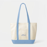 Custom Powder Blue Monogrammed Tote Bag