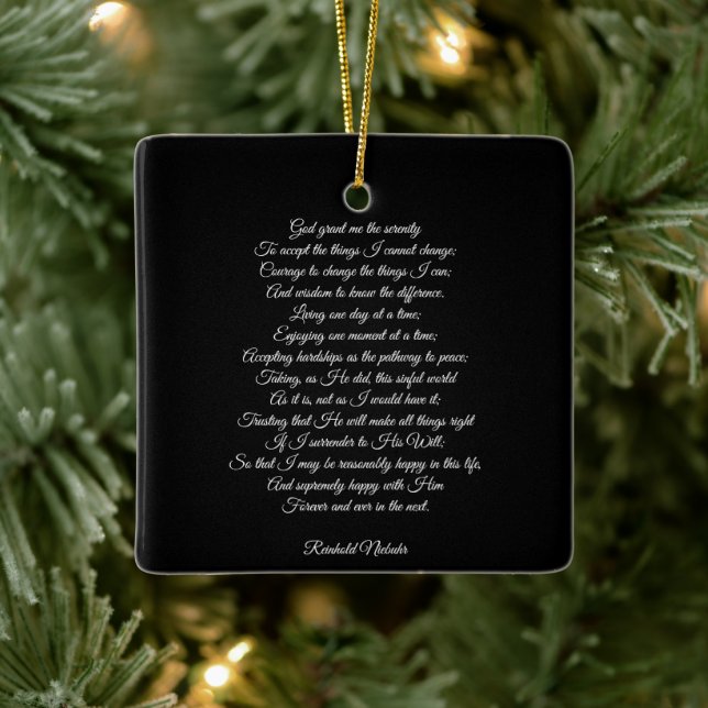 Custom prayer song quote message elegant black ceramic ornament (Tree)