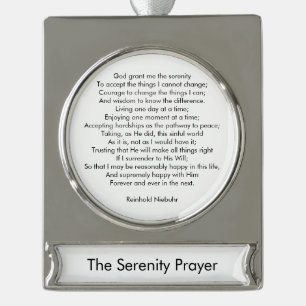 Custom prayer song quote motivational message silver plated banner ornament