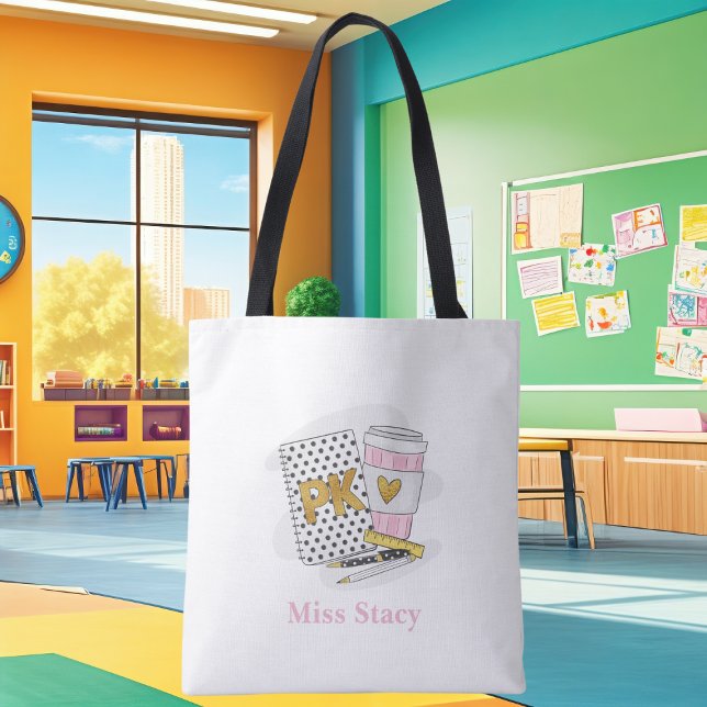 Custom Pre K Teacher White Notebook School Tote Bag (Creator Uploaded)