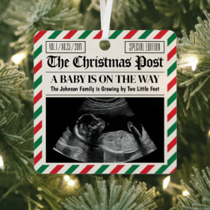 Custom Pregnancy Announcement Christmas Ultrasound Metal Tree Decoration