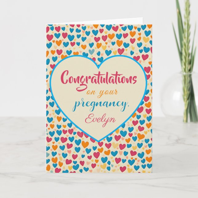 Custom Pregnancy Congratulations Card, Folded Card (Front)
