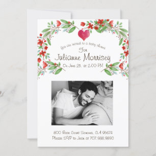 Custom Pregnant Mum Baby Bump Photo Baby Shower Invitation