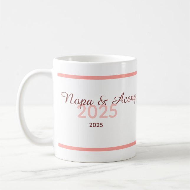 Custom Pregnany Gender Reveal Simple Minimalist Coffee Mug (Left)