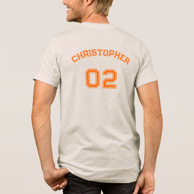 Custom Premium Soft Player Name Jersey Number Mens Tri-Blend Shirt (Back)