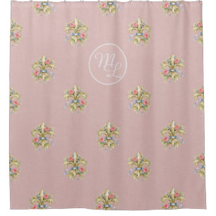 Custom Preppy pink Fleur de Lis Shower Curtain