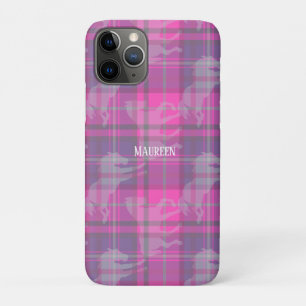 Custom preppy pink purple horse tartan heart Case-Mate iPhone case