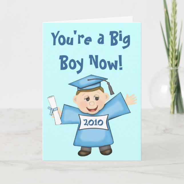 Custom Preschool / Kindergarten Boy Graduation Card (Front)