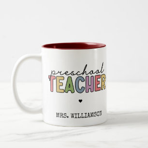 Custom Preschool Teacher Personalised Gifts Two-Tone Coffee Mug